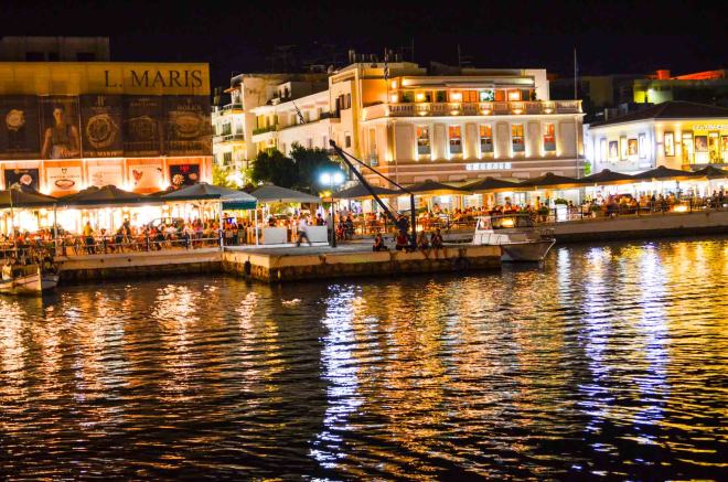 Agios Nikolaos night time Crete-1