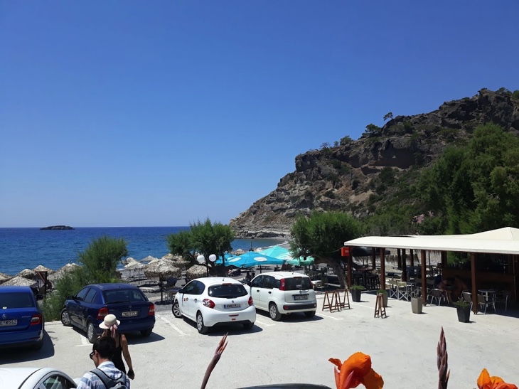 Parking at Agia Fotia Beach