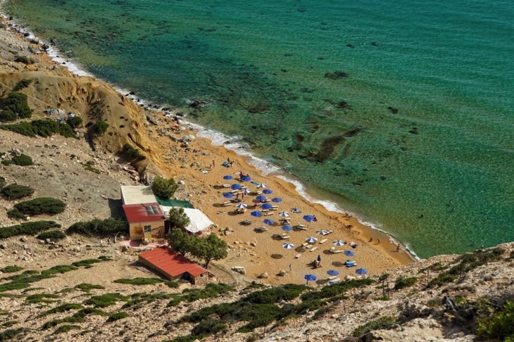 Red sand beach in Matala