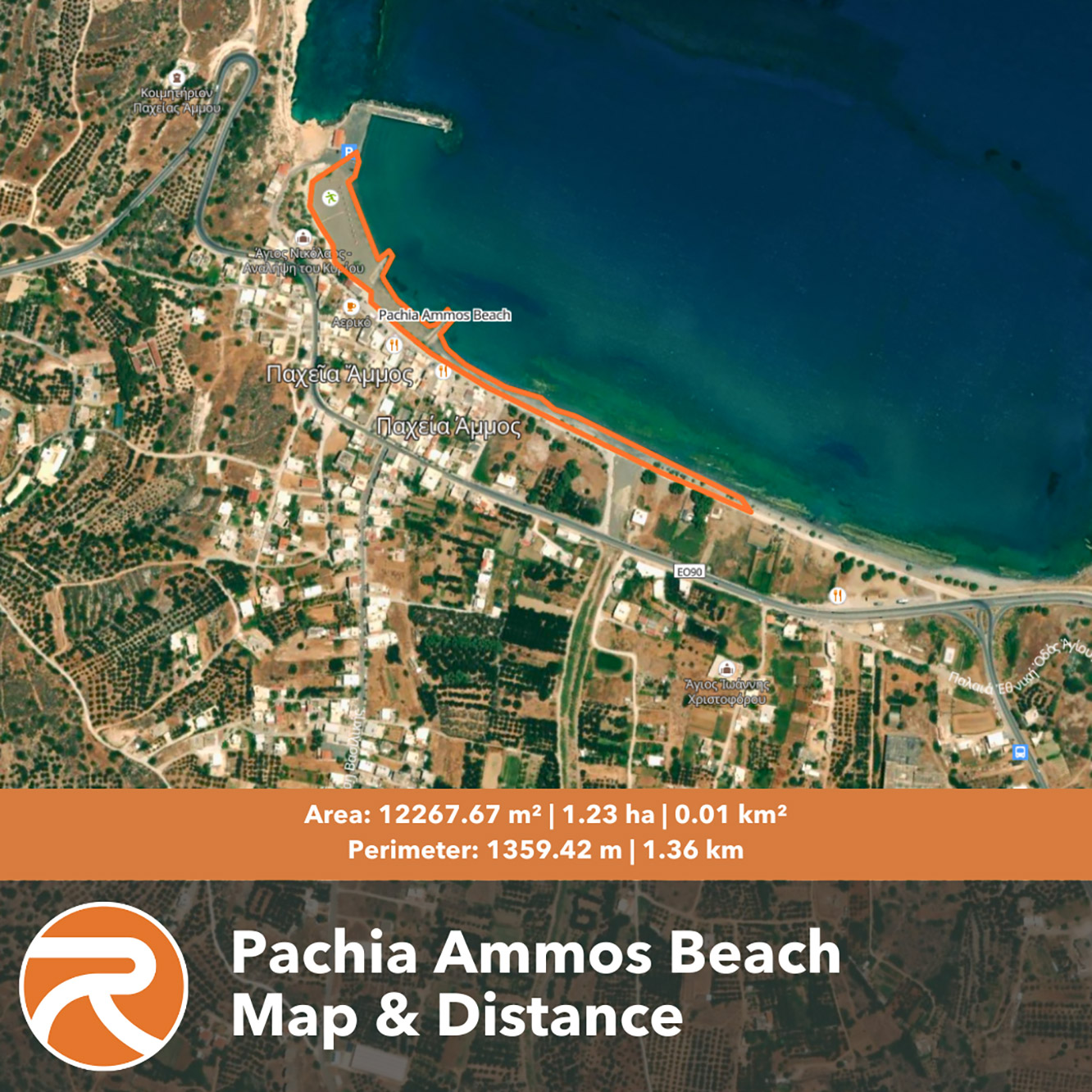 Pachia Ammos Beach Map